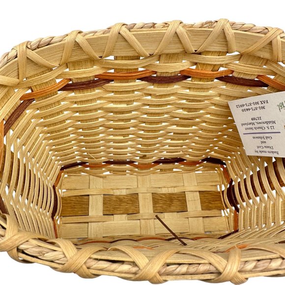 Handmade Basket Falling Leaves Oval Shaped with Handle and Leaves Decoration - Picture 4 of 16